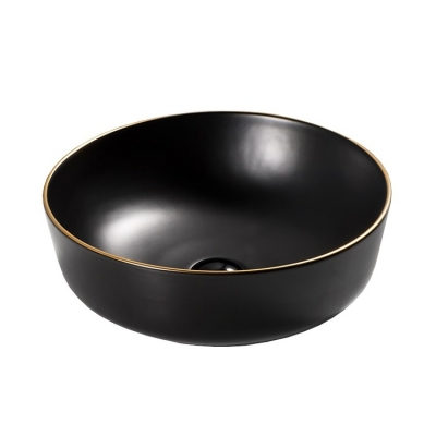 EVEREST umivaonik okrugli 41,5x13,5cm crni sa zlatnim rubom