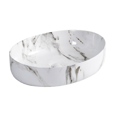 EVEREST umivaonik ovalni 55x41,5x14cm bijeli mramor
